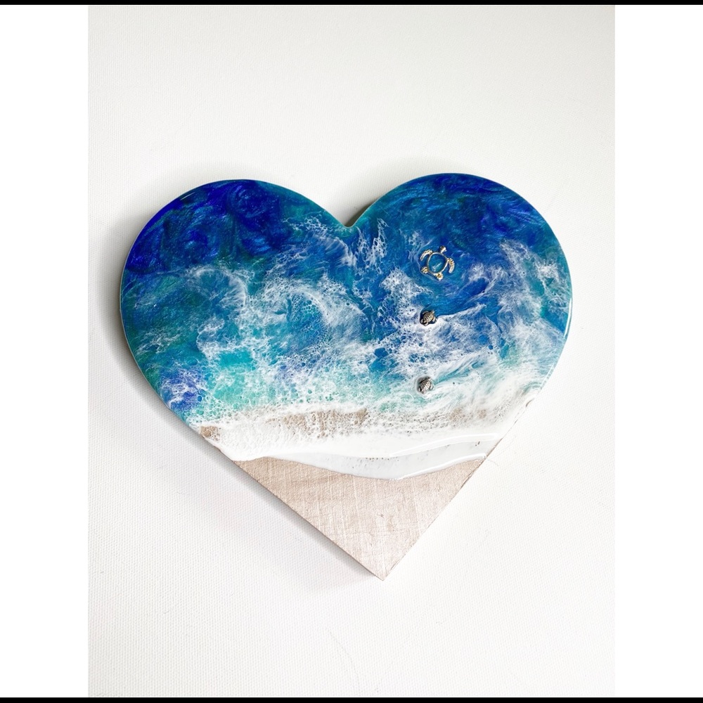 Colorful Ocean Heart with a Sea Turtle Family